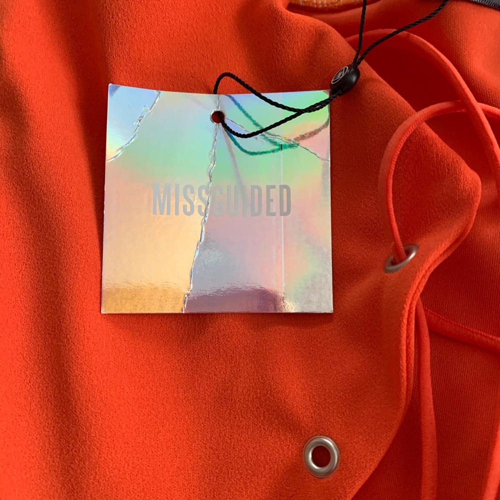 Missguided US 4 orange frill hem Bardot dress - Picture 4 of 4